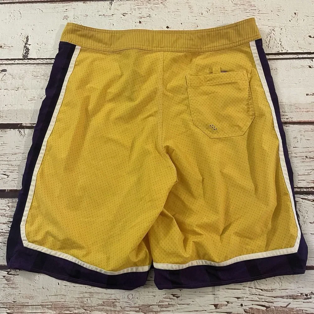 Nike 6.0‎ Men's Size 34 Mesh Boardshorts circa 2010 Yellow/Purple Lakers